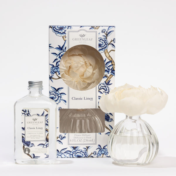 Classic Linen Flower Diffuser & Fragrance Oil Refill