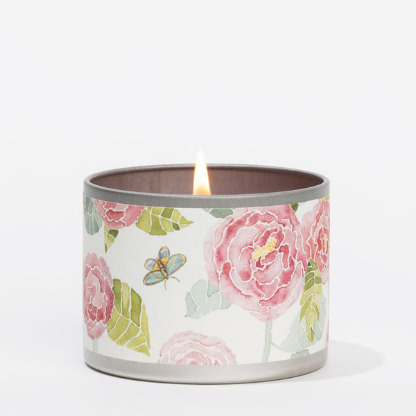 Peony Bloom Tin Candle